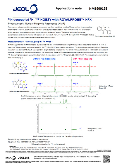 14N decoupled 1H–19F HOESY with ROYALPROBE™ HFX_nm190012e